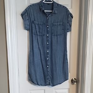 Velvet Heart Blue Button-Up Mini Dress